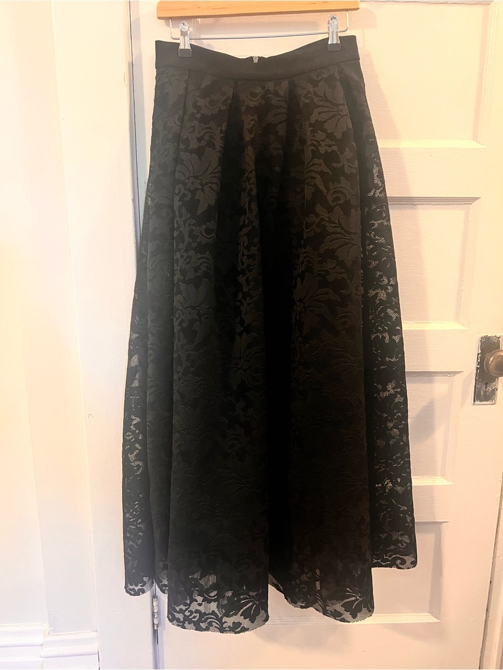 Maje Black Floral Lace Maxi Skirt